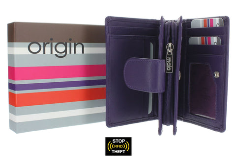 Mala Leather ORIGIN Collection Leather Purse With RFID Protection And External ID Window 3118_5