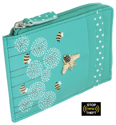 Mala Leather Moonflower Collection Leather Coin Purse/Card Holder RFID 4249_56