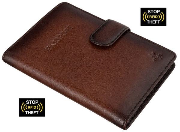 Visconti Atelier Collection Blake Leather Passport Holder Tab Closure RFID AT74
