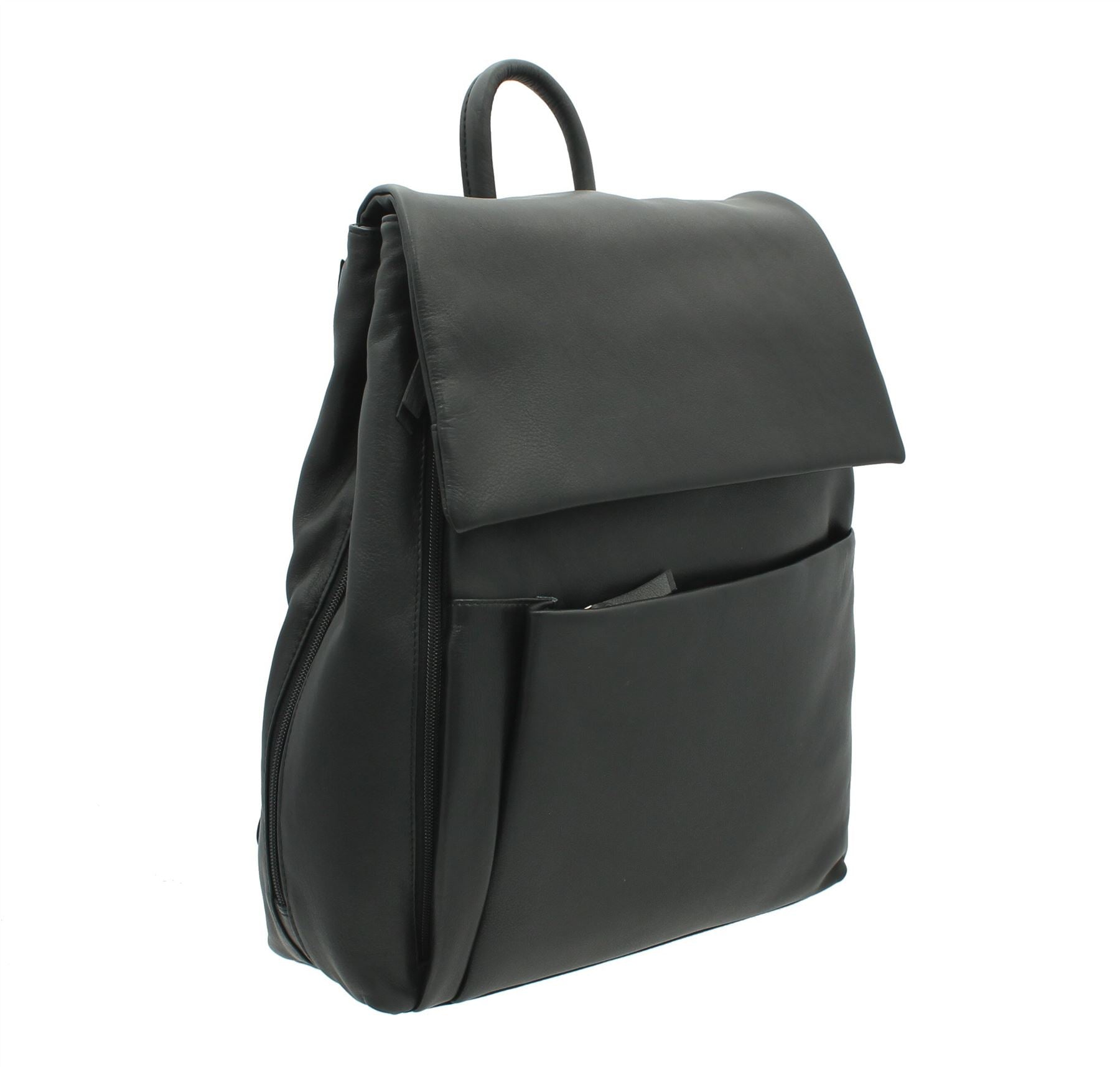 cheap black leather backpack Premium Black Leather 15.6inch Laptop Backpack for Men
