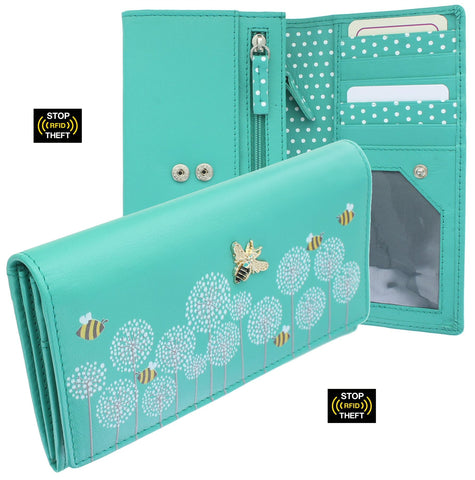 Mala Leather Moonflower Collection Leather Flap Over Purse RFID Blocking 3553_56