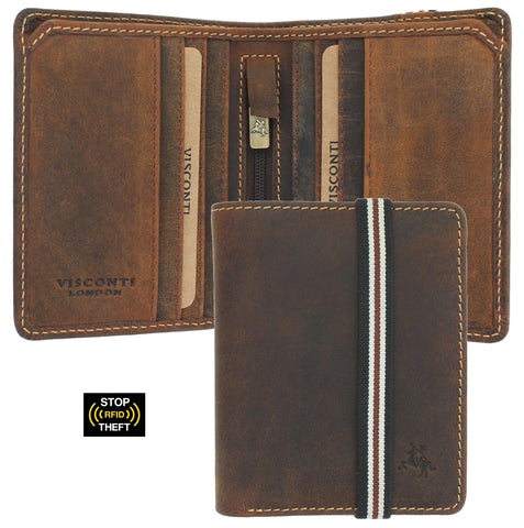 Visconti Bandit Collection Leather Wallet with Elastic Closure RFID Blocking BN2