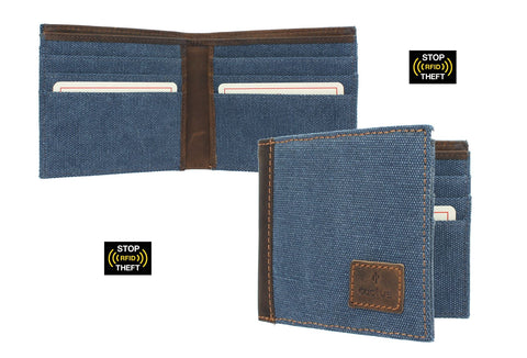 CACTUS Bi-Fold Canvas Wallet With Leather Trim And RFID Protection 182_81