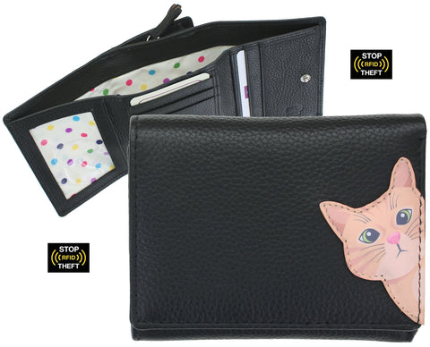 Mala Leather Cleo the Cat Collection Small Leather Purse RFID Blocking 3533_50