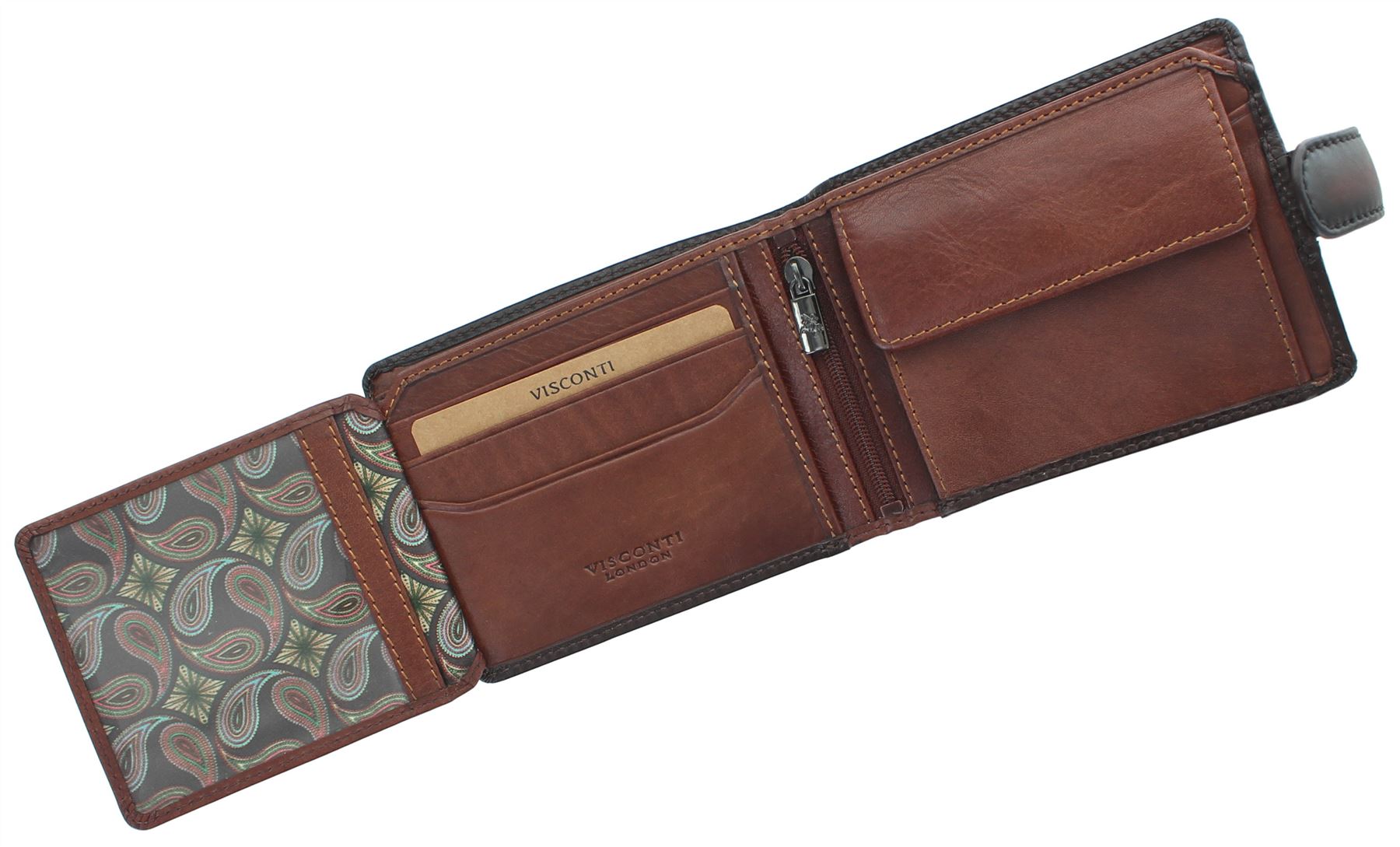 VISCONTI Atelier Collection Miles lederen portemonnee met geldclip RFID AT70, Gepolijste Tan, Eén maat, Modern design VISCONTI Atelier Collection Miles lederen portemonnee met geldclip RFID AT70, Gepolijste Tan, Eén maat, Modern design