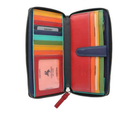 Visconti Leather Spectrum Collection IRIS Zip Round Purse with RFID blocking SP33