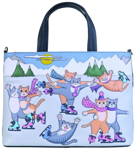 Mala Leather Skating Cats Collection Leather Grab/Cross Body Bag 7293_84