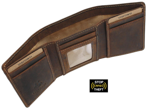 Visconti Hunter Collection Apache Leather Tri-Fold Wallet RFID Blocking 700