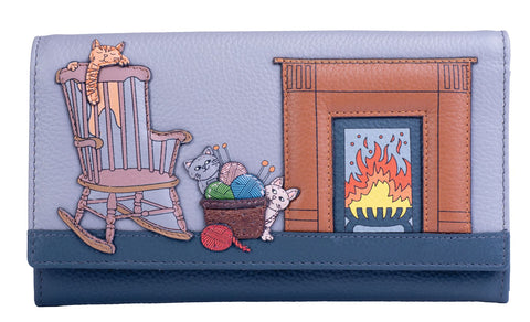 Mala Leather Knitting Cats Collection Leather Purse RFID Blocking 3543_53