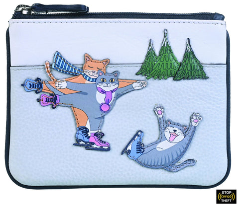 Mala Leather Skating Cats Collection Leather Coin Purse RFID Blocking 4277_84