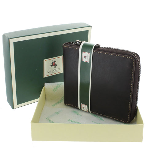 Visconti Hunter Zip Round Oiled Leather BULLET Wallet RFID blocking 702