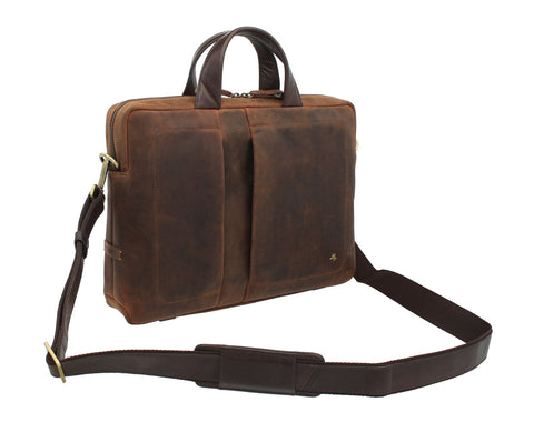 Visconti Toscana Collection Distressed Leather Laptop Briefcase OCTO 13 TC76
