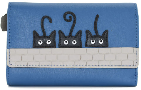 Mala Leather Peek a Boo Cats Collection Tri-Fold Leather Purse RFID 3633_01