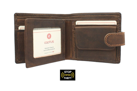 CACTUS Bi-Fold Oiled Leather Wallet With RFID Protection 185_81