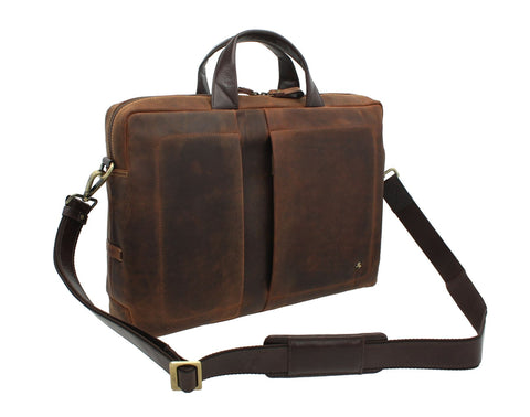 Visconti Toscana Collection Distressed Leather Laptop Briefcase Octo 15 TC78