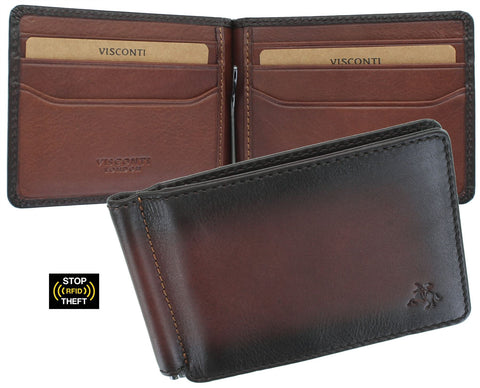 Visconti Atelier Collection Miles Leather Wallet with Money Clip RFID AT70
