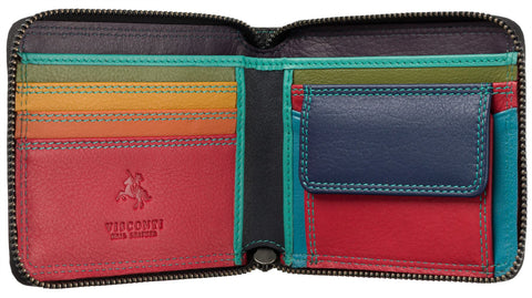 Visconti Spectrum Picasso Zip Around Leather Wallet RFID and Tap n Go SP29