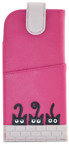 Mala Leather Peek a Boo Cats Collection Leather Glasses Case 5194_01