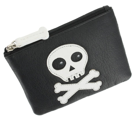 Mala Leather Skull And Crossbone Zip Top Leather Coin Purse With Keychain 485_11