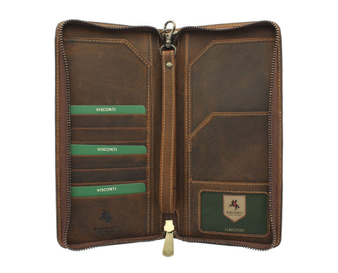 Visconti Hunter Collection WING Leather Travel Wallet & Strap 728 RFID blocking