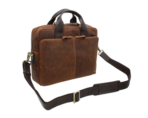 Visconti Toscana Collection Distressed Oiled Leather Laptop Bag - HUGO 13 TC82
