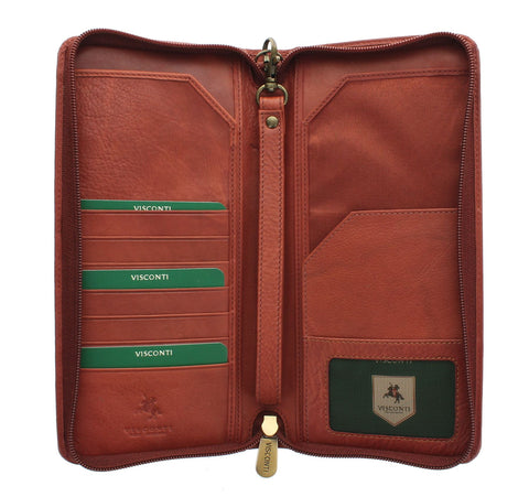 Visconti Leather Zipped Travel Document Holder & Strap 1157 RFID blocking