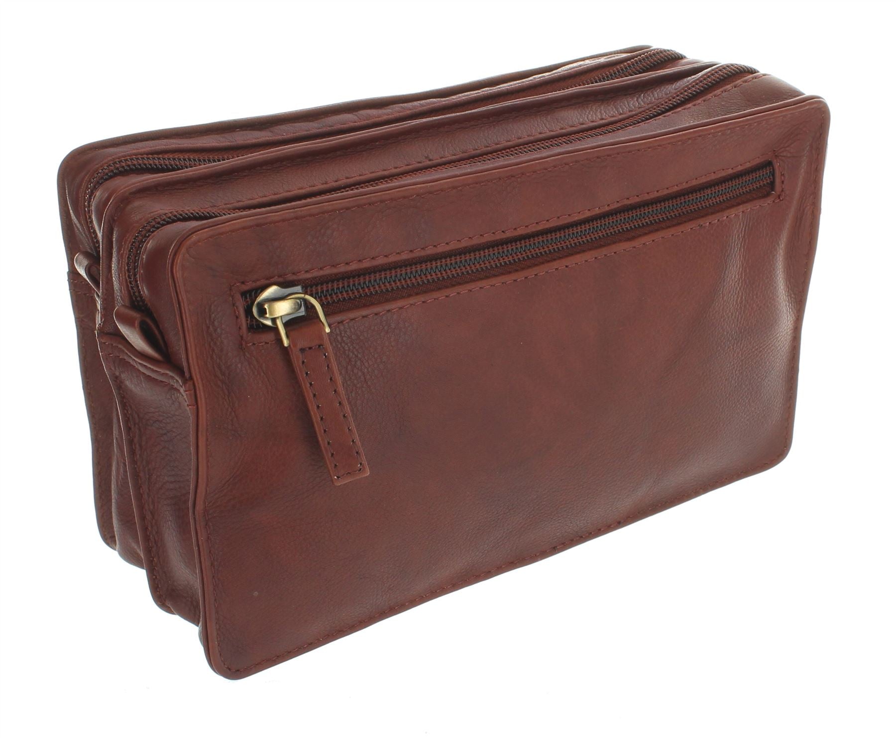 Soft Leather Wrist Bag BROWN Travel Clutch Pouch | A1 Fashion