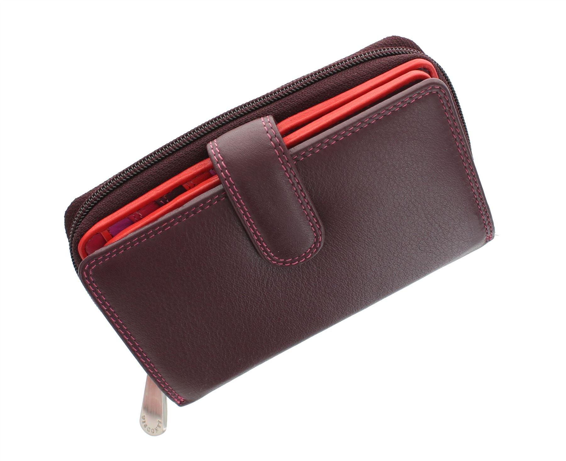 Visconti Red Leather Purse | Biola Berry Multi - finga-nails
